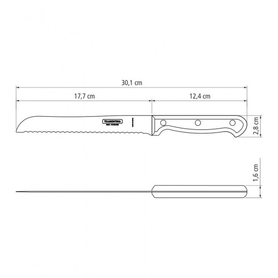 Faca Para Pão 7" Tramontina Ultracorte Com Lâmina Em Aço Inox E Cabo De Polipropileno
